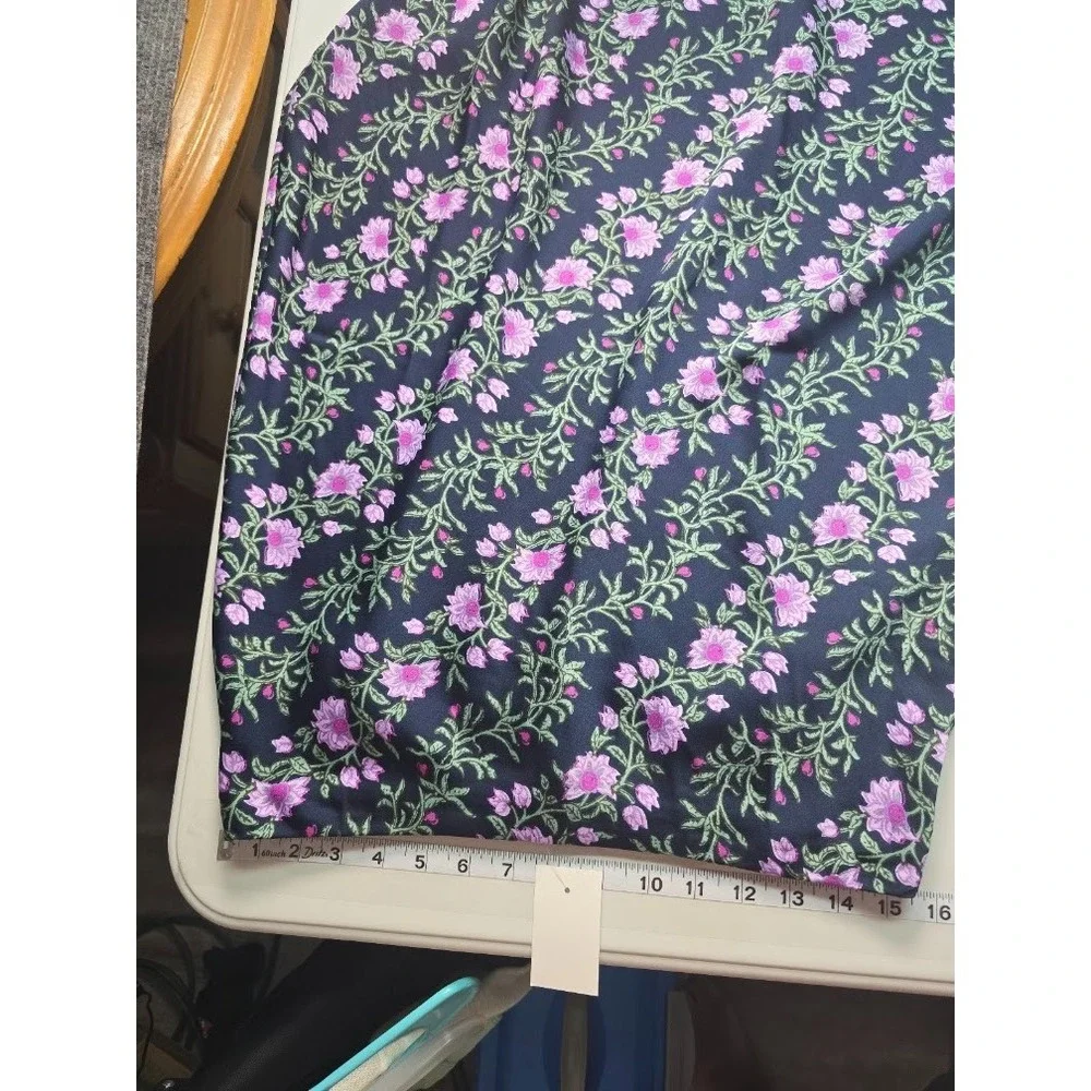 J Crew Floral Midi Skirt Women's Medium Navy Purple Print